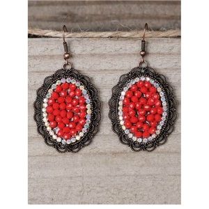 Red sparkly earrings